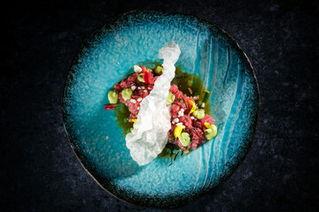 Wall Mural - Plate with fresh tuna tartare