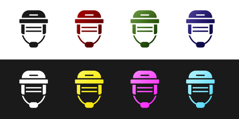 Sticker - Set Hockey helmet icon isolated on black and white background. Vector