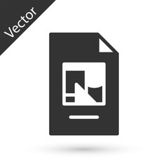 Poster - Grey File document with illustration icon isolated on white background. Checklist icon. Business concept. Vector