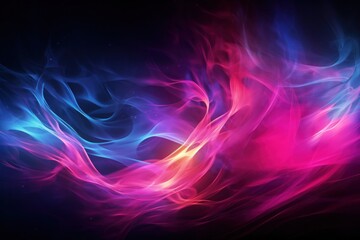 Wall Mural - Abstract colorful smoke wave on dark background. Vector illustration for your design. 