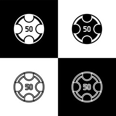 Poster - set casino chips icon isolated on black and white background. casino gambling. vector