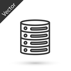 Poster - grey line server, data, web hosting icon isolated on white background. vector