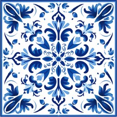  Seamless pattern illustration in traditional style - like Portuguese tiles azulejo