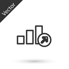 Sticker - Grey line Financial growth icon isolated on white background. Increasing revenue. Vector