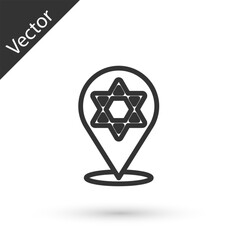 Poster - Grey line Star of David icon isolated on white background. Jewish religion symbol. Symbol of Israel. Vector