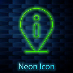 Fototapete - Glowing neon line Information icon isolated on brick wall background. Vector