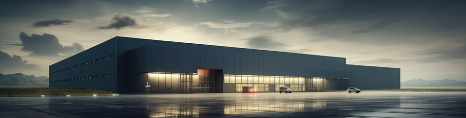 Poster - Commercial office building, Factory and transport, Logistic business transport warehouse station.