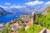 Fototapeta Uliczki - Kotor bay and Old Town from Lovcen Mountain. Montenegro.