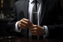 Formal Adjusting Black Suit Groom Gentleman Wedding Hand Man Adjusting Luxury Businessman Fashion Business Shirt Male Neckt Cufflink Elegant Clothing Attaching Suit Fixing Cuff Businessman Cufflinks