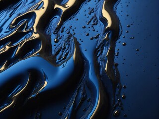 Luxury blue and gold liquid paint background