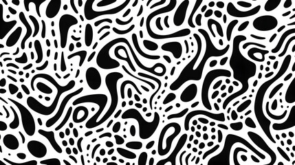 Hand drawn fun playful trendy childish squiggly doodle drawing line art pattern. Seamless abstract chaotic ink pen or marker scribble texture backdrop. Bold black lines 

