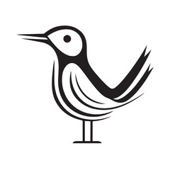 Wall Mural - a bird that sits on a white background, in the style of black and white drawings