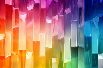 Wall Mural - abstract irregular crystal background with a triangular pattern in full color rainbow spectrum colors