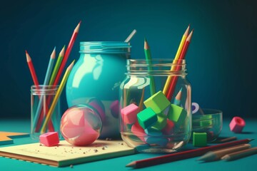 Poster - Creative school supplies. Generate Ai