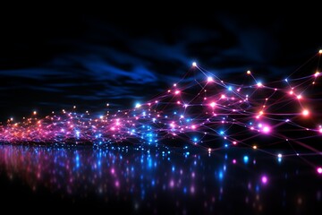 Aufkleber - Abstract futuristic, Network connection fiber optic, Transmission line, hop to hop delivery, node to node, Abstract concept of network technology. Generative AI (1)