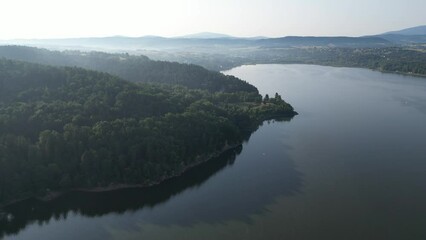 Wall Mural - Zywiec Lake Aerial View (Polish: Jezioro Zywieckie) is a reservoir on the Sola river in southern Poland, near the town of Zywiec. Silesian. Voivodeship. Poland.