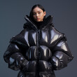 © Maxim Sokolov - Futuristic fashion unisex design of creative plastic oversized down jacket for young people