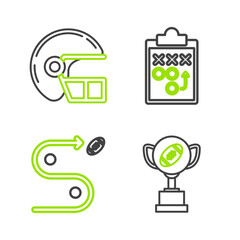 Wall Mural - Set line Award cup and American football ball, Planning strategy concept, and helmet icon. Vector