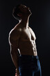 © Joanrae P/peopleimages.com - Bodybuilder man, shirtless and studio profile with wellness, healthy body and black background. Young guy, fitness and silhouette in dark, thinking and strong with ideas, health and topless for art