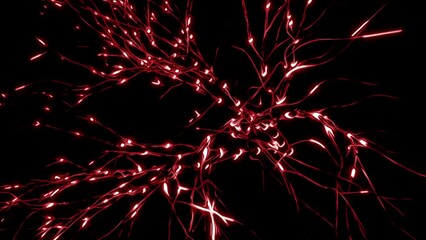 Poster - Neuronal and synapse activity animation. Design. Neurons in the head, neuroactivity, synapses, neurotransmitters, brain. Electrical impulses inside the human brain.