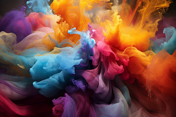 Wall Mural - Generative ai collage image picture of colorful dust smoke explosion