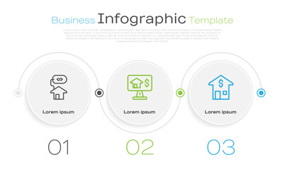 Poster - Set line House with dollar, Online real estate and . Business infographic template. Vector