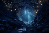 Fototapeta Kosmos - A fantasy cave with access to cosmos and universe