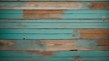 A Distressed Turquoise Painted Wooden Wall With Peeling Paint And Corroded Nails