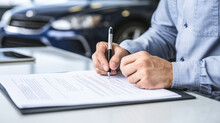 Auto Insurance Policy Signature. Warranty Or Guarantee. Customer Or Salesman. 