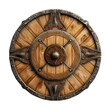 © DELstudio - Generative AI, PNG old wooden viking shield, protective sign from mediaeval times