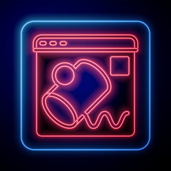 Poster - Glowing neon Data visualisation icon isolated on black background. Vector