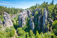 Dramatic Rock Formation "Prachov Rocks" In Bohemian Paradise, Czech Republic.