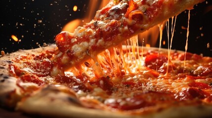 Wall Mural - Exploding Pizza in macro shot - stock concepts