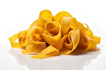 Wall Mural - Raw pappardelle pasta isolated on white background