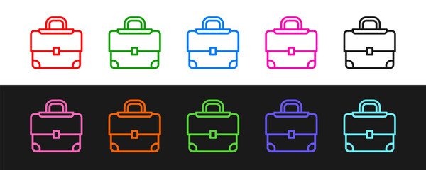 Poster - Set line Briefcase icon isolated on black and white background. Business case sign. Business portfolio. Vector