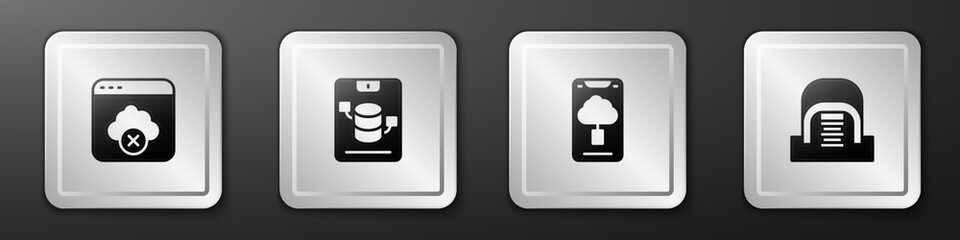 Poster - set failed access cloud storage, server, data, web hosting, cloud technology data transfer and hanga