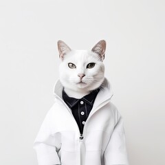 Wall Mural - Cat Wearing Clothes, Generative AI Illustration