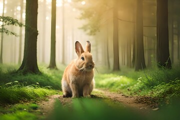 Poster - rabbit in the garden