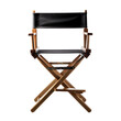 Modern Director chair isolated on transparent background. Brown color director chair made of wood. Concept of film, director and furniture.