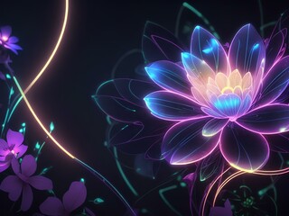 Poster - abstract background with flowers generated Ai