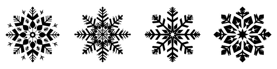 Snowflake icons set. Collection of blue snowflakes on white background.