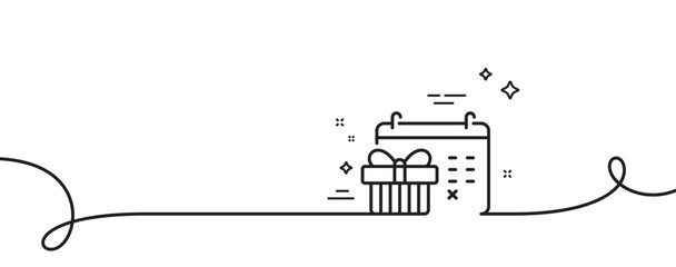 Poster - christmas calendar line icon. continuous one line with curl. new year presents day sign. surprise sy
