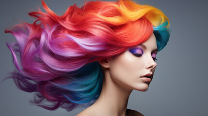 Young lady with a rainbow hair