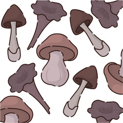 Sticker - Seamless pattern background with mushroom icons Vector