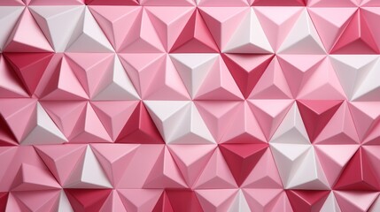 Wall Mural - Background of multicolored triangles pattern texture. Beautiful pattern in pink colors for design. 3d illustration of a pattern for the desktop. Wallpapers