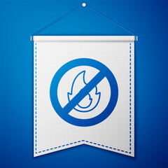 Wall Mural - Blue No fire icon isolated on blue background. Fire prohibition and forbidden. White pennant template. Vector