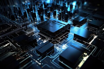 Poster - Fantastic CPU of the future background. Generative AI