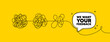 © blankstock - We want your feedback tag. Simplify complex process with speech bubble. Survey or customer opinion sign. Client comment. Your feedback speech bubble message. Tangle chaos. Easy solution. Vector