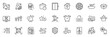 © blankstock - Icons pack as Food delivery, Credit card and Qr code line icons for app include Chat messages, Stars, Information bell outline thin icon web set. Delivery app, Heart, Open box pictogram. Vector