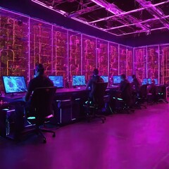 Wall Mural - Cutting-edge Vision: Tech Guru in Futuristic Data Center Utilizing Laptop Amidst Warehouse, Streamlined Digitalization with Server-Based Information. SAAS, Cloud Computing, Web Service Empowered